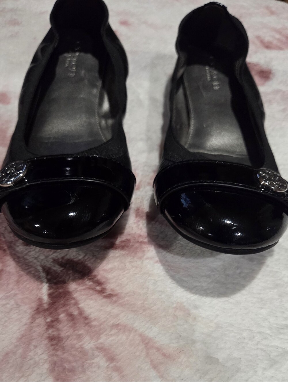 Coach Black Patent Leather Round Toe Ballet Flats
